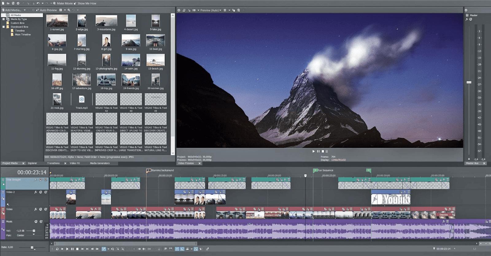 Vegas Movie Studio Interface